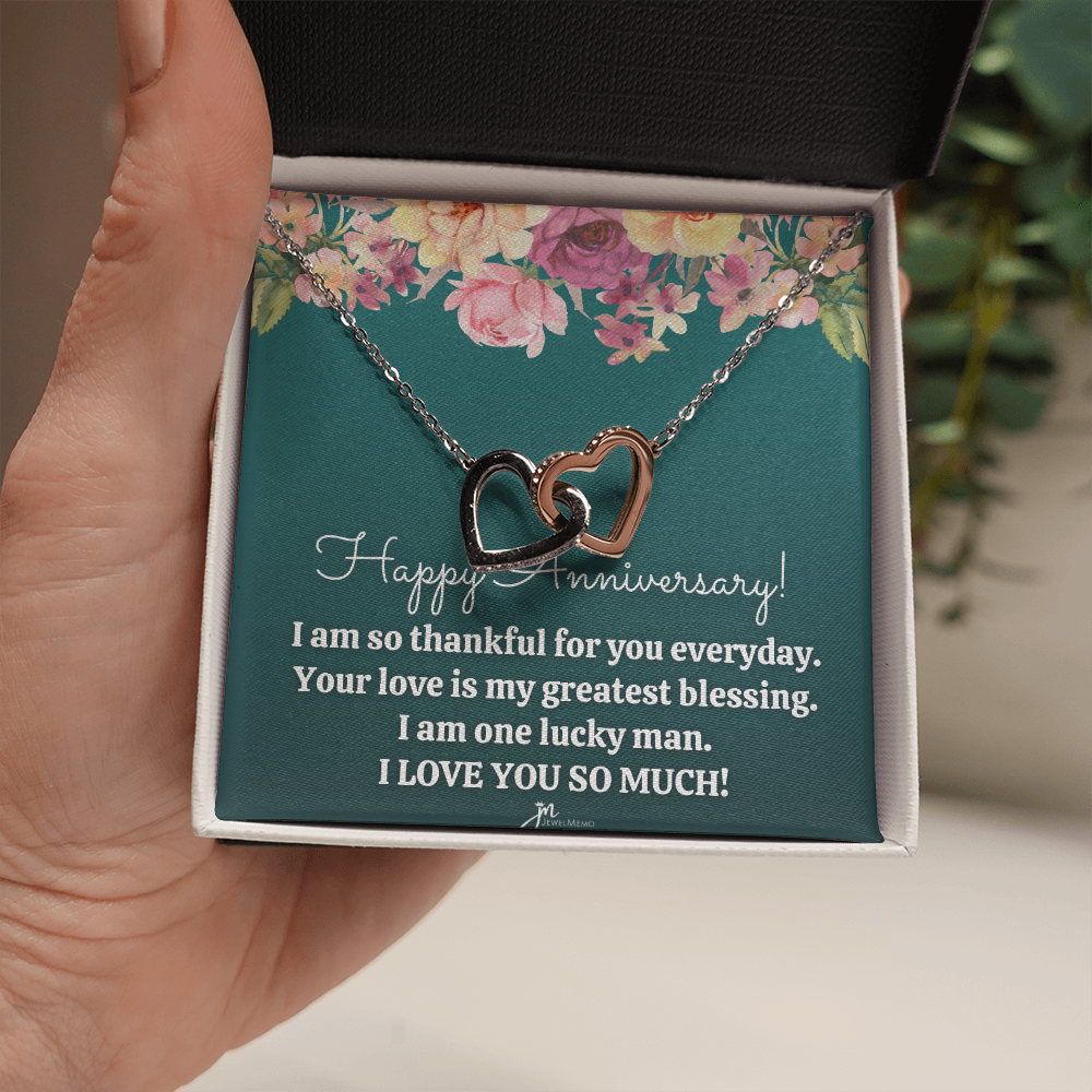 Interlocking Hearts Anniversary Necklace - Your Love Is My Greatest Blessing