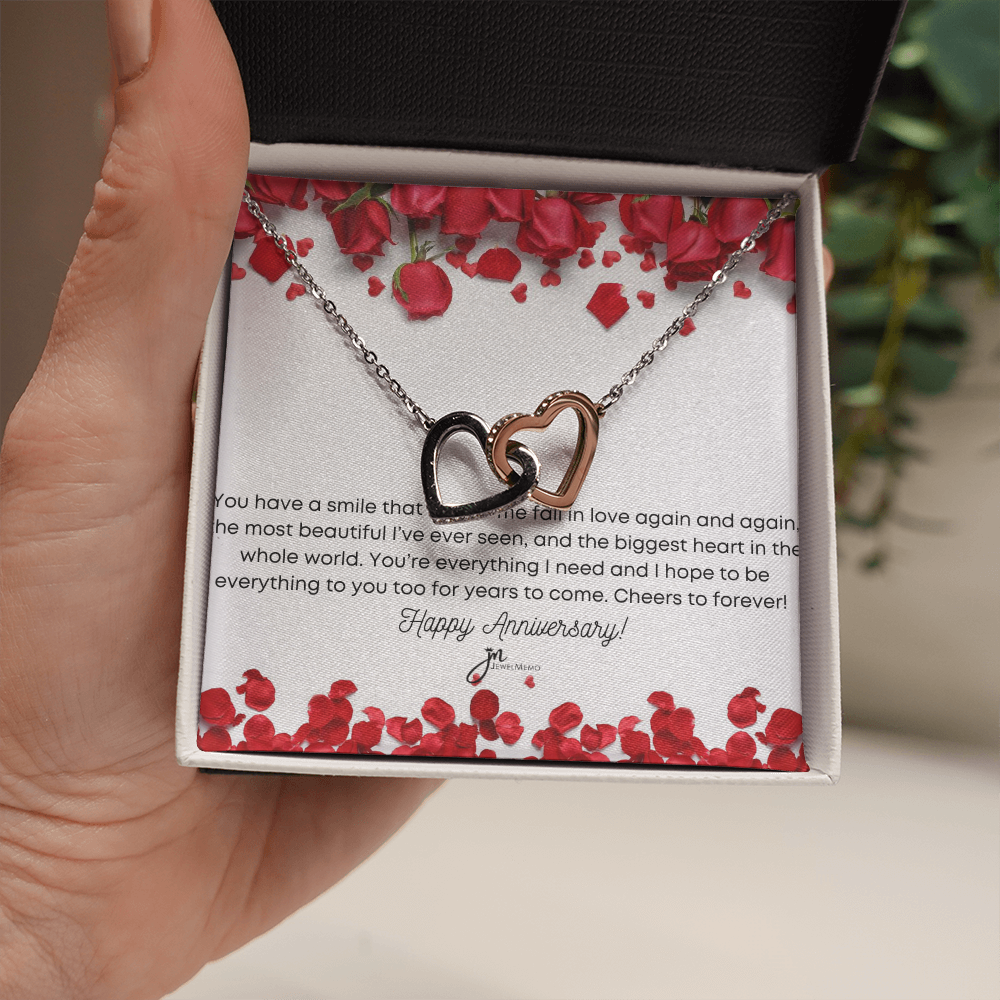 Interlocking Hearts Anniversary Necklace - You're Everything I Need