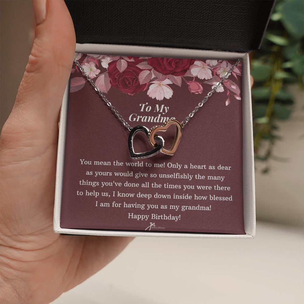 Interlocking Hearts Birthday Necklace - To My Grandma