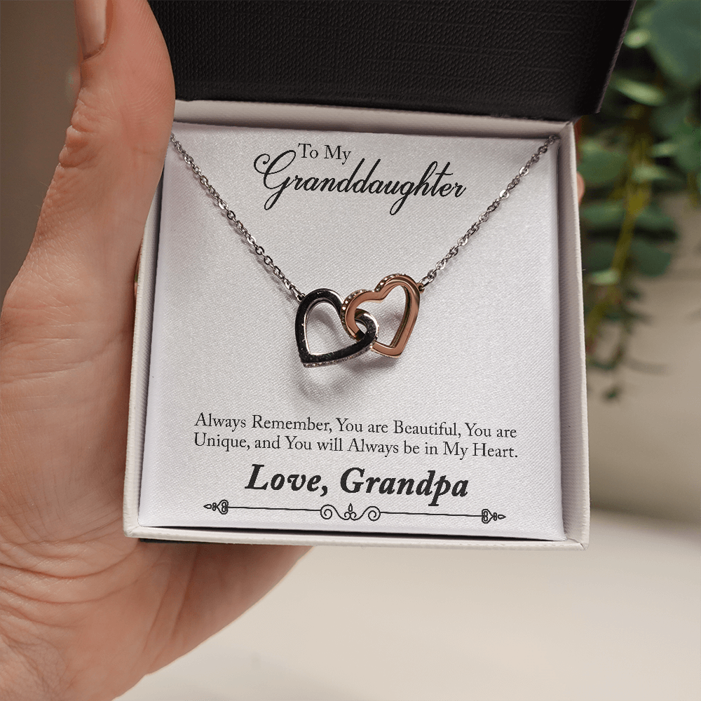 You Are Beautiful Interlocking Hearts Granddaugther Necklace