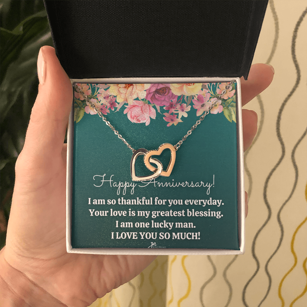 Interlocking Hearts Anniversary Necklace - Your Love Is My Greatest Blessing