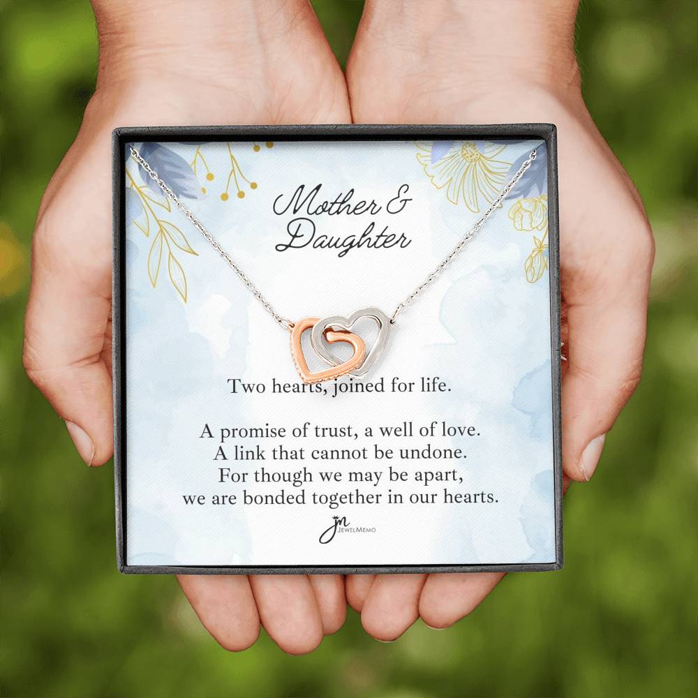 Mother And Daughter Interlocking Hearts Necklace - Joined For Life