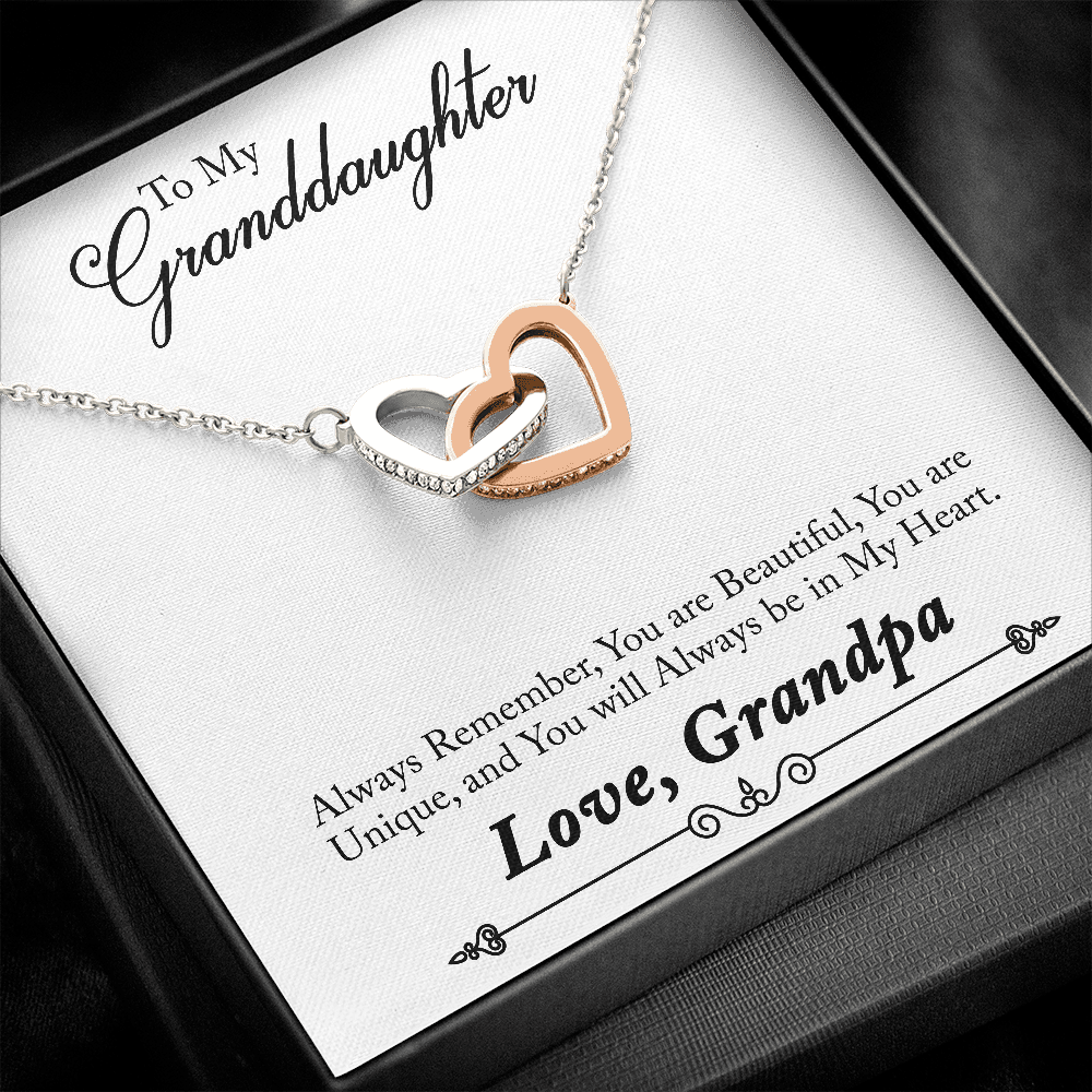 You Are Beautiful Interlocking Hearts Granddaugther Necklace