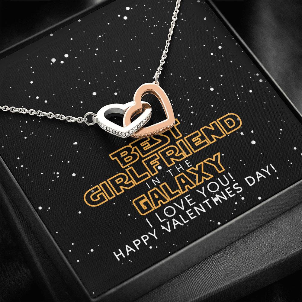 Best Girlfriend In The Galaxy Interlocking Hearts Necklace