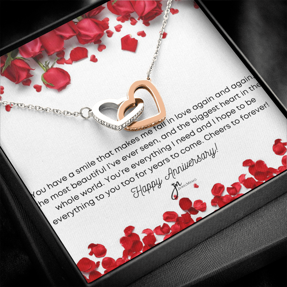 Interlocking Hearts Anniversary Necklace - You're Everything I Need