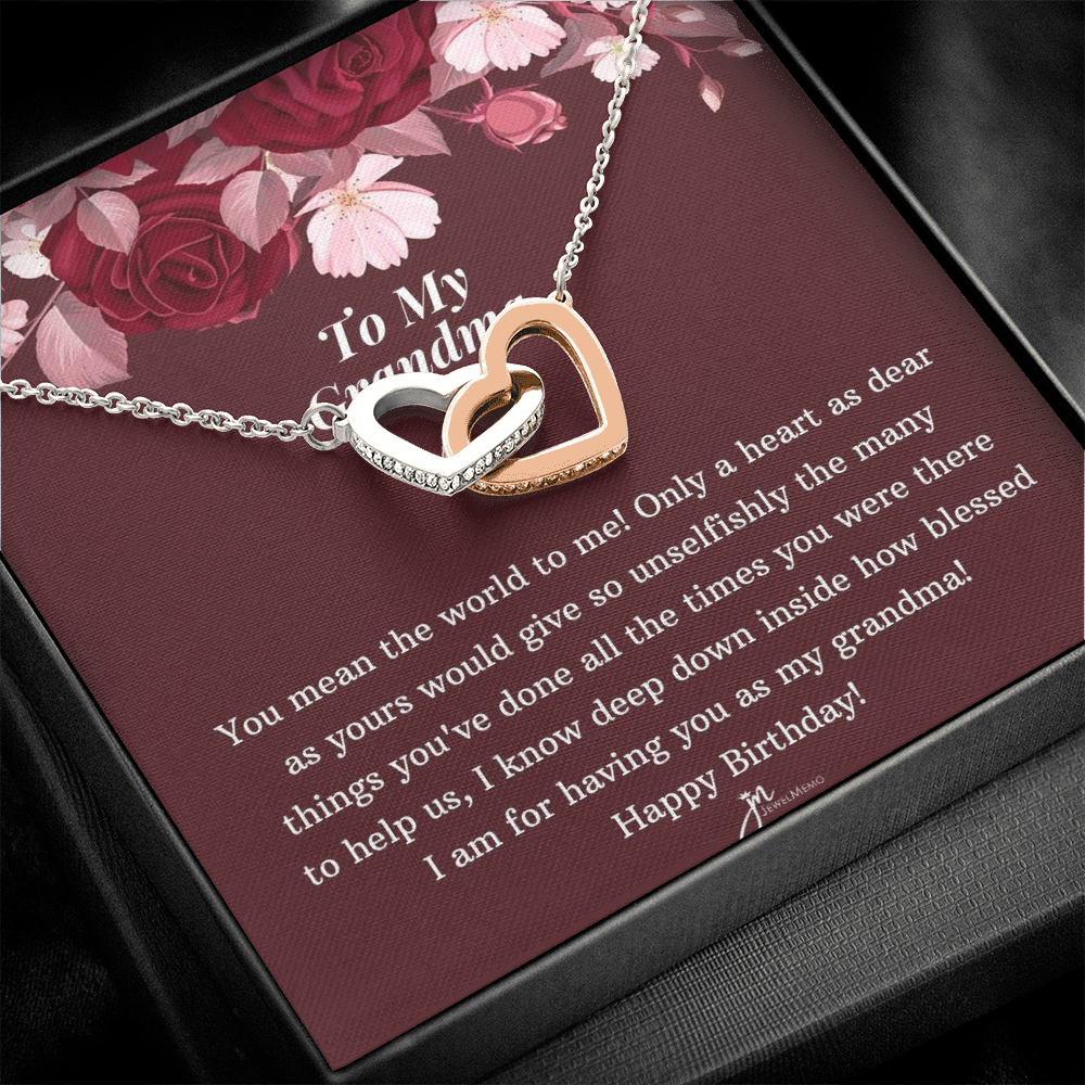 Interlocking Hearts Birthday Necklace - To My Grandma