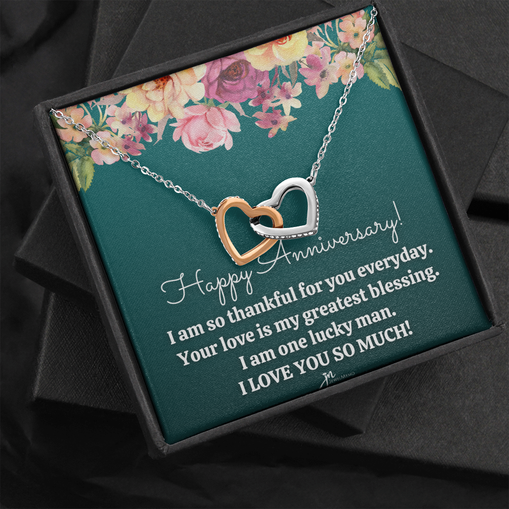 Interlocking Hearts Anniversary Necklace - Your Love Is My Greatest Blessing