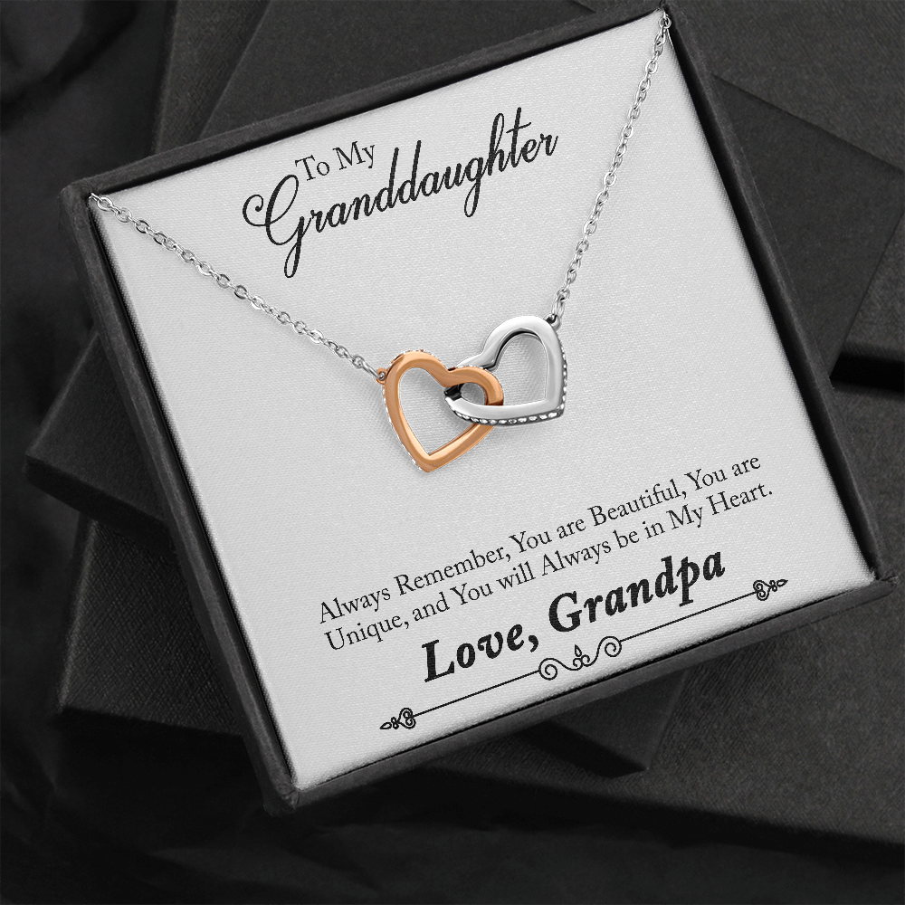 You Are Beautiful Interlocking Hearts Granddaugther Necklace