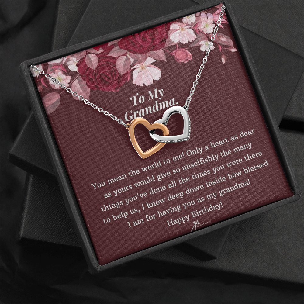 Interlocking Hearts Birthday Necklace - To My Grandma