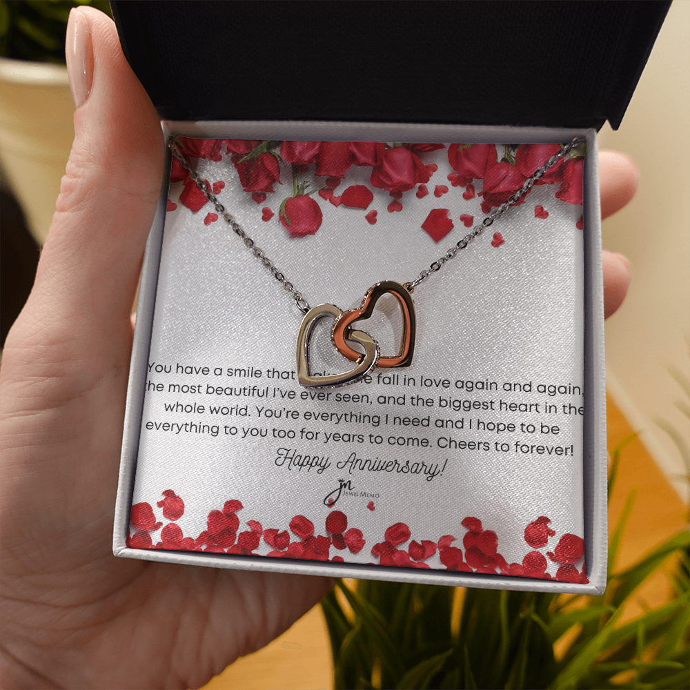 Interlocking Hearts Anniversary Necklace - You're Everything I Need