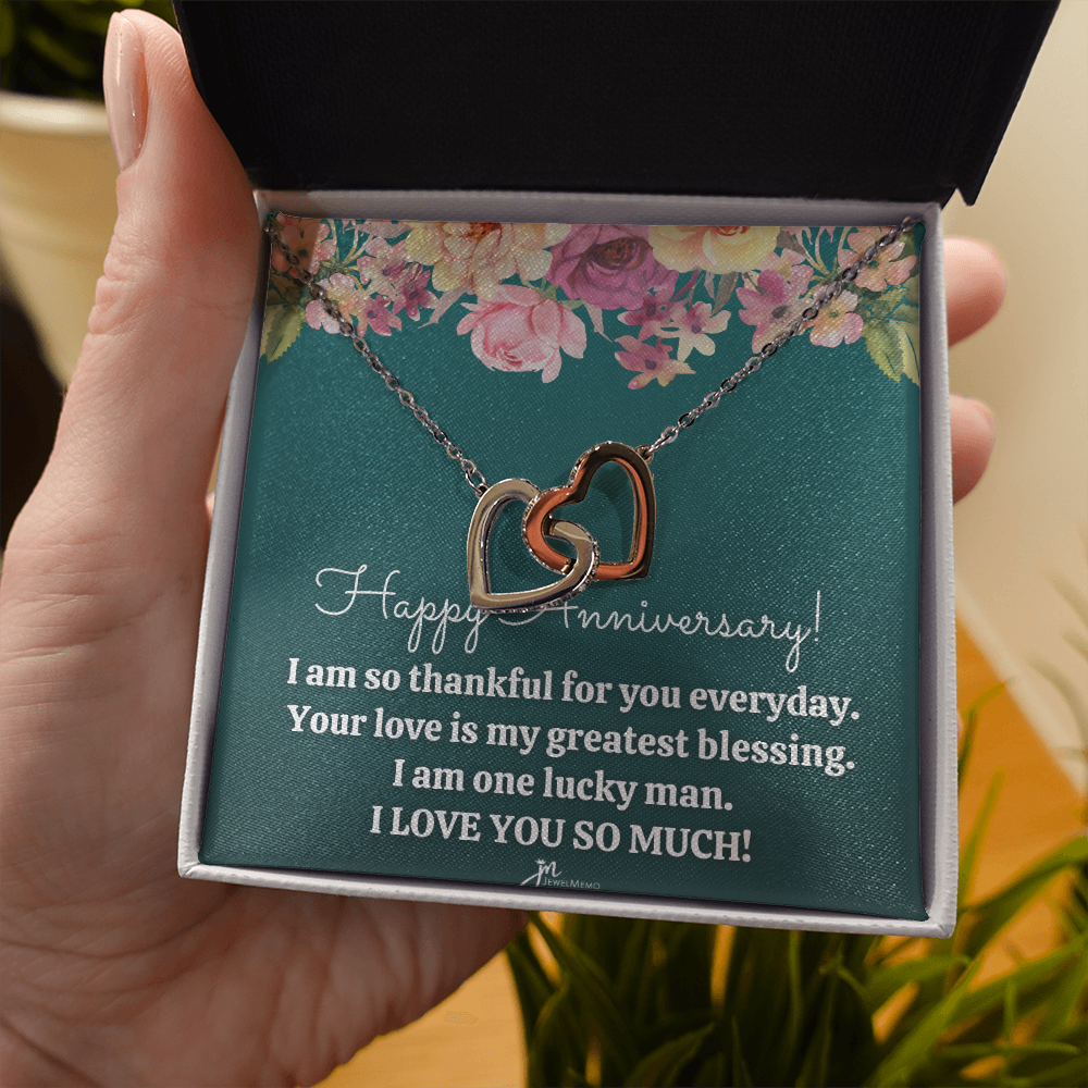 Interlocking Hearts Anniversary Necklace - Your Love Is My Greatest Blessing
