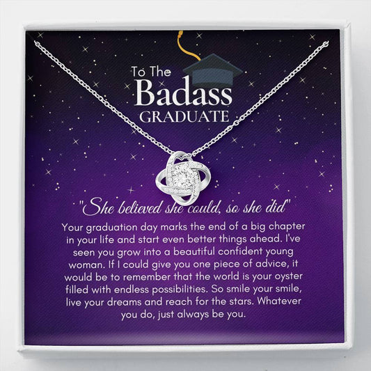 To The BadAss Graduate Love Knot Graduation Necklace V3