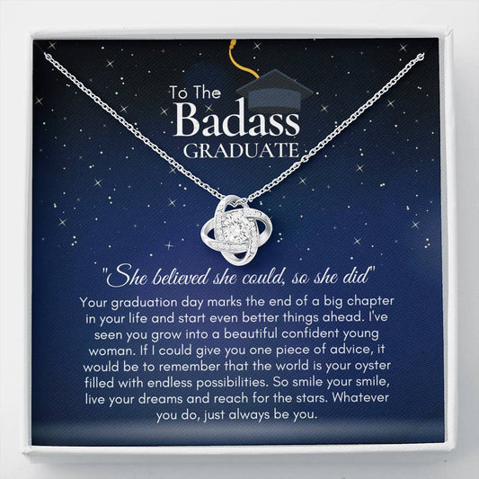 To The BadAss Graduate Love Knot Graduation Necklace V2