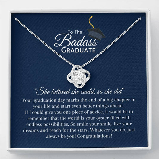 To The BadAss Graduate Love Knot Graduation Necklace