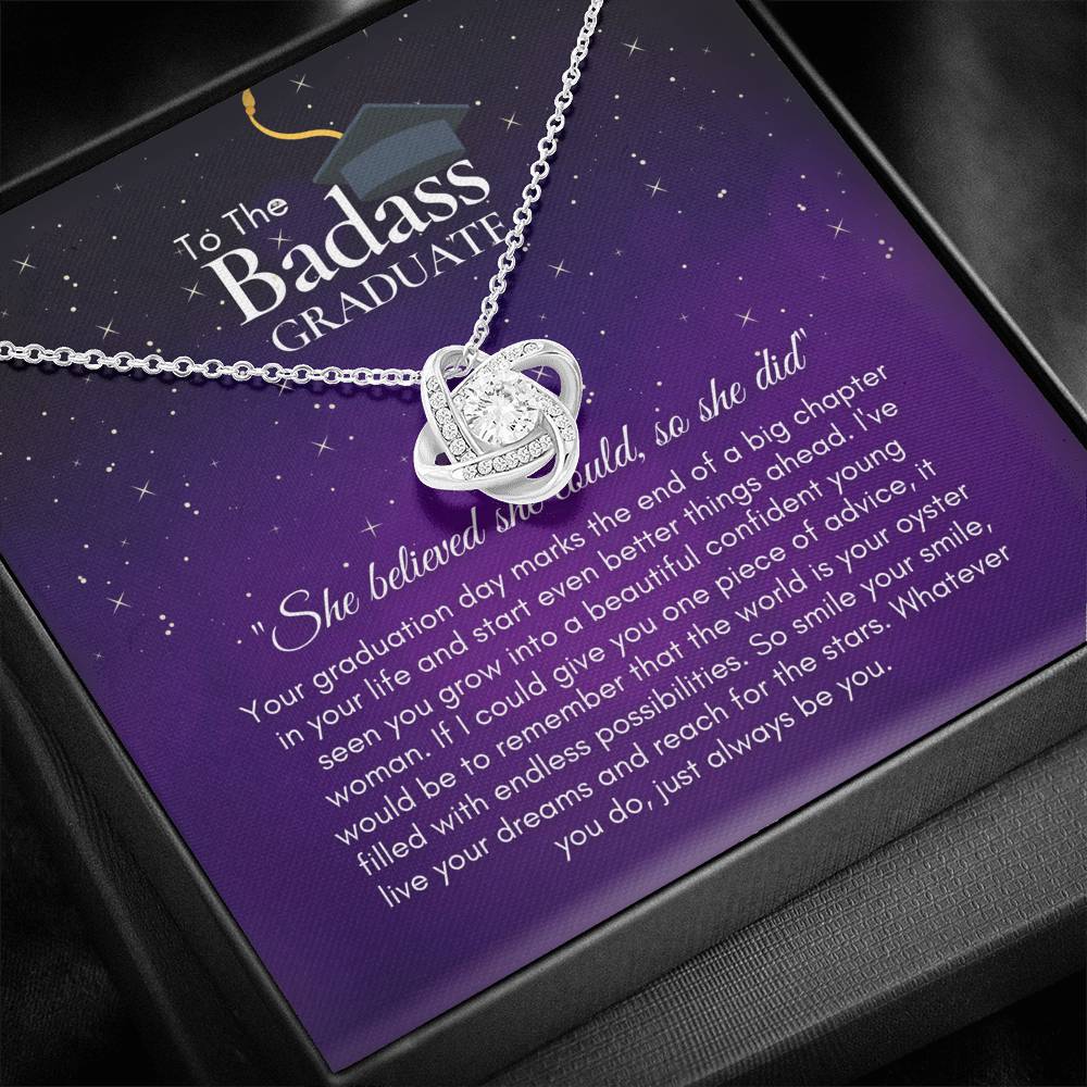 To The BadAss Graduate Love Knot Graduation Necklace V3