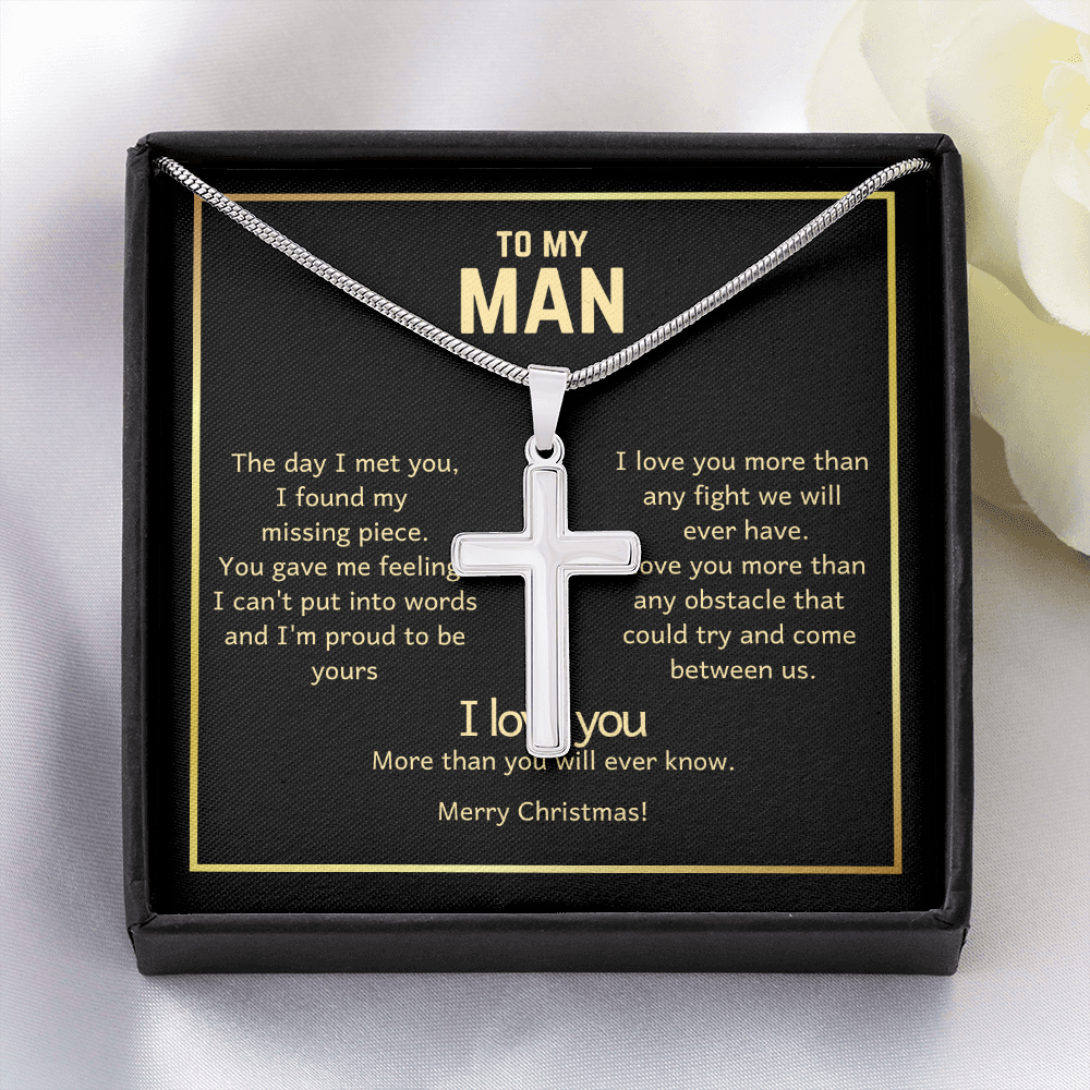 To My Man Christmas Cross Necklace
