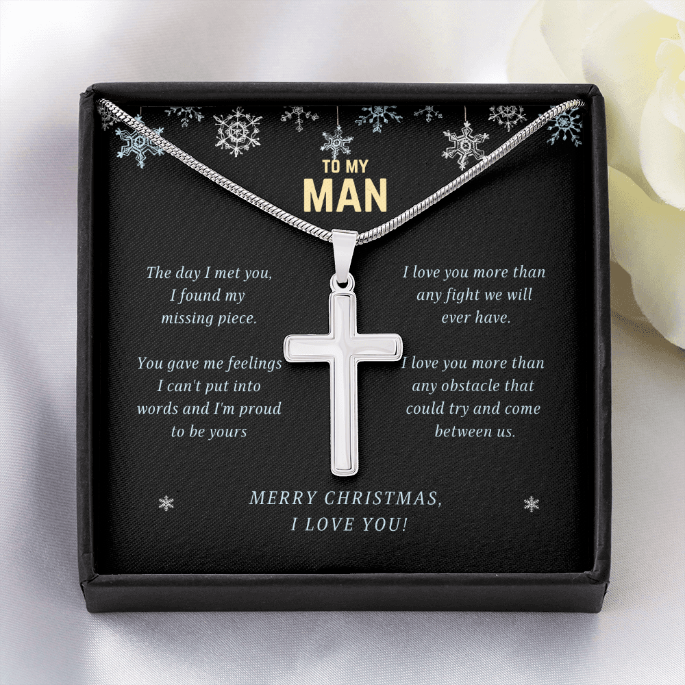 Merry Christmas To My Man Cross Necklace