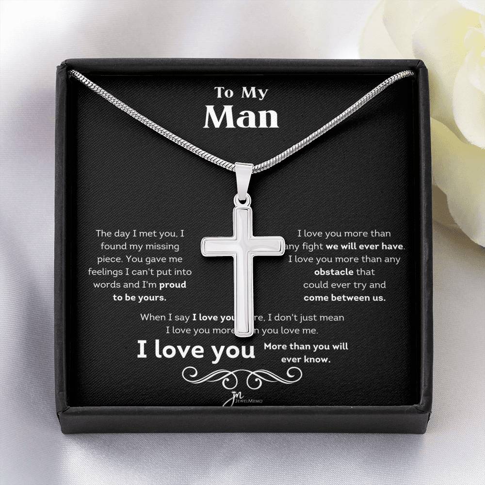 To My Man I Love You Cross Necklace