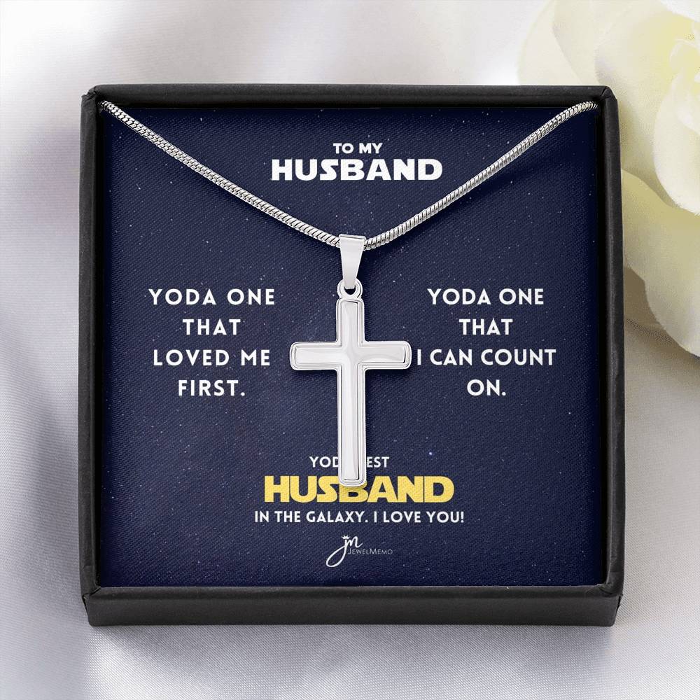 Yoda Best Husband In The Galaxy Cross Necklace V2