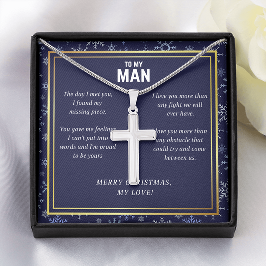 Merry Christmas My Love Cross Necklace