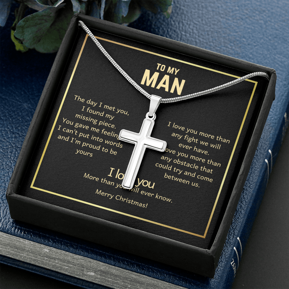 To My Man Christmas Cross Necklace
