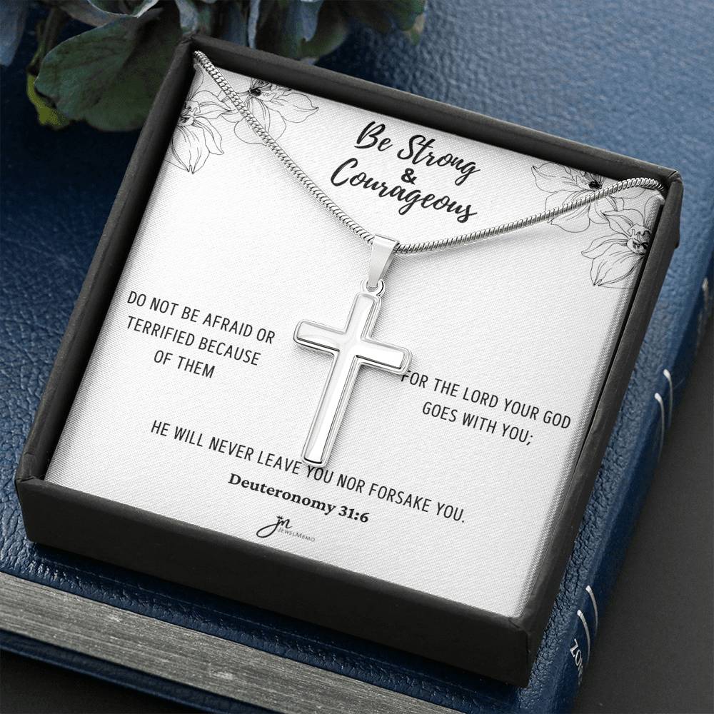 Cross Necklace - Be Strong And Courageous