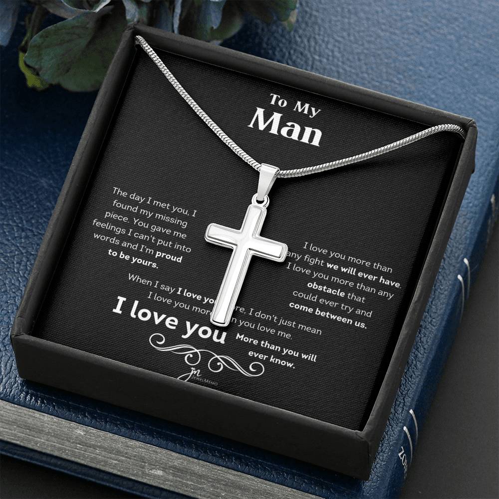 To My Man I Love You Cross Necklace