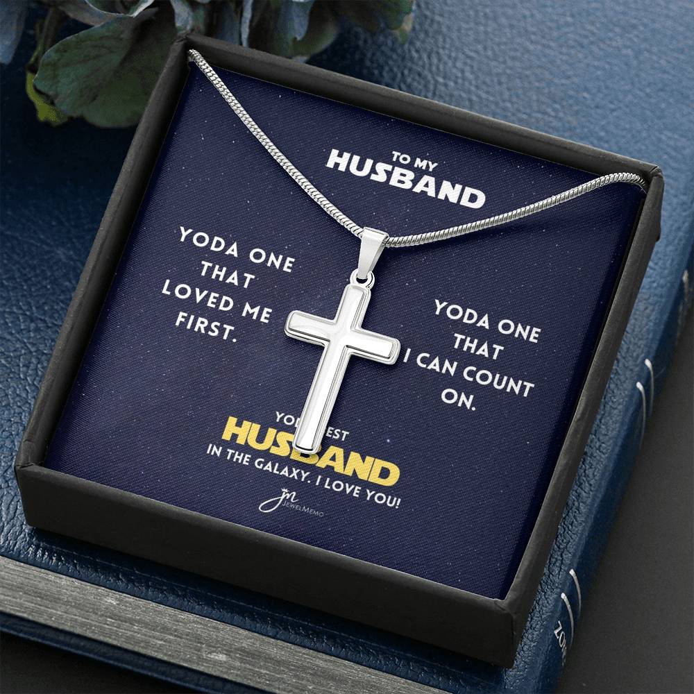 Yoda Best Husband In The Galaxy Cross Necklace V2