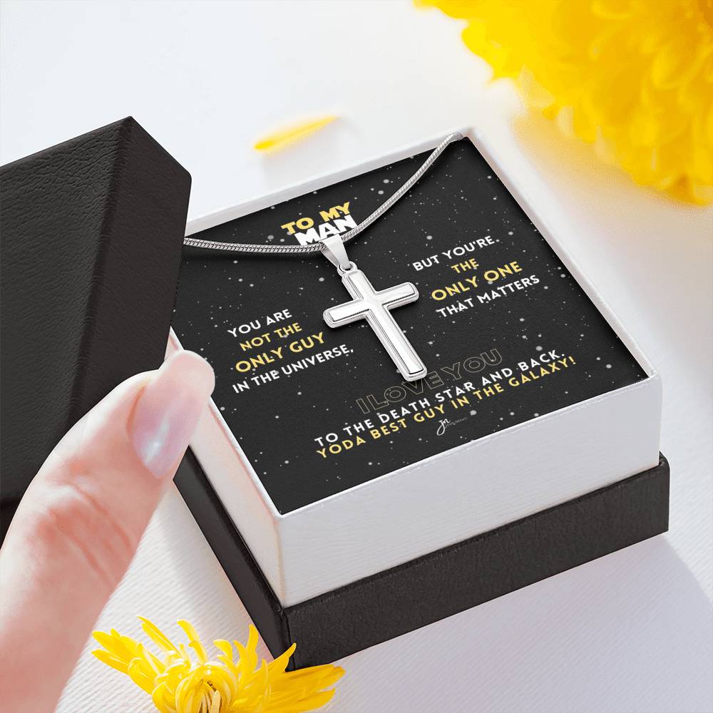 To My Man Yoda Best Guy In The Galaxy Cross Necklace