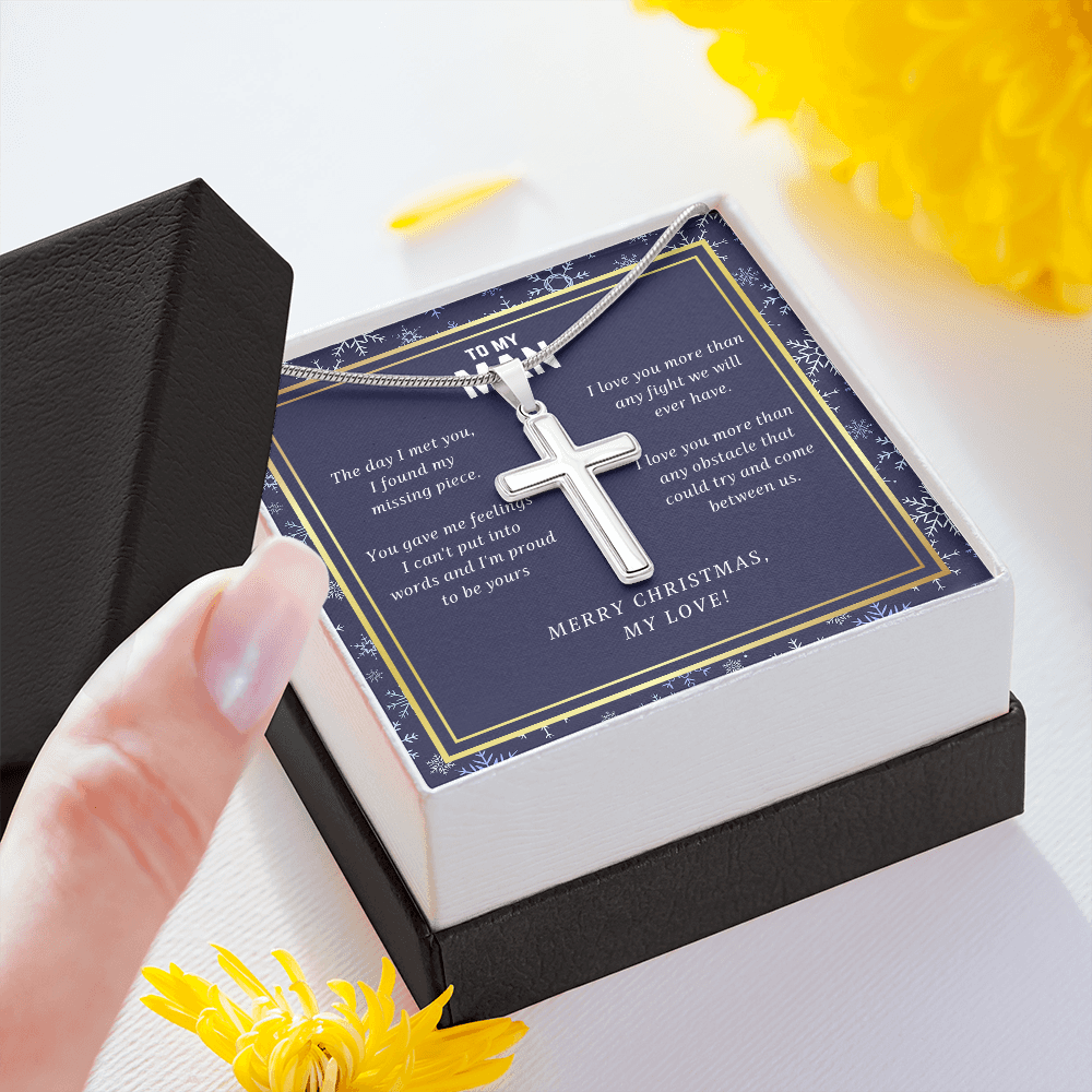 Merry Christmas My Love Cross Necklace