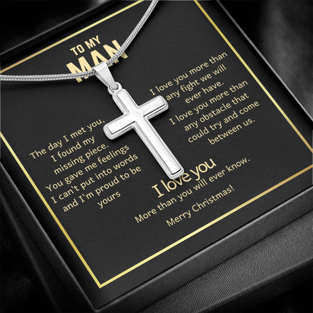 To My Man Christmas Cross Necklace