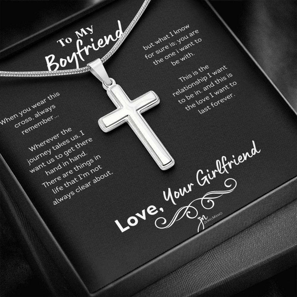 To My Boyfriend Cross Necklace - Black Card