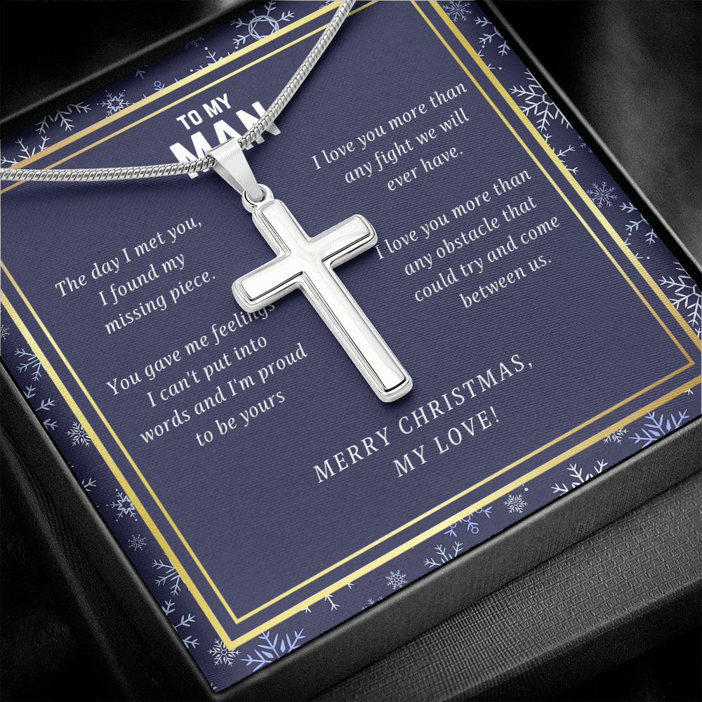 Merry Christmas My Love Cross Necklace