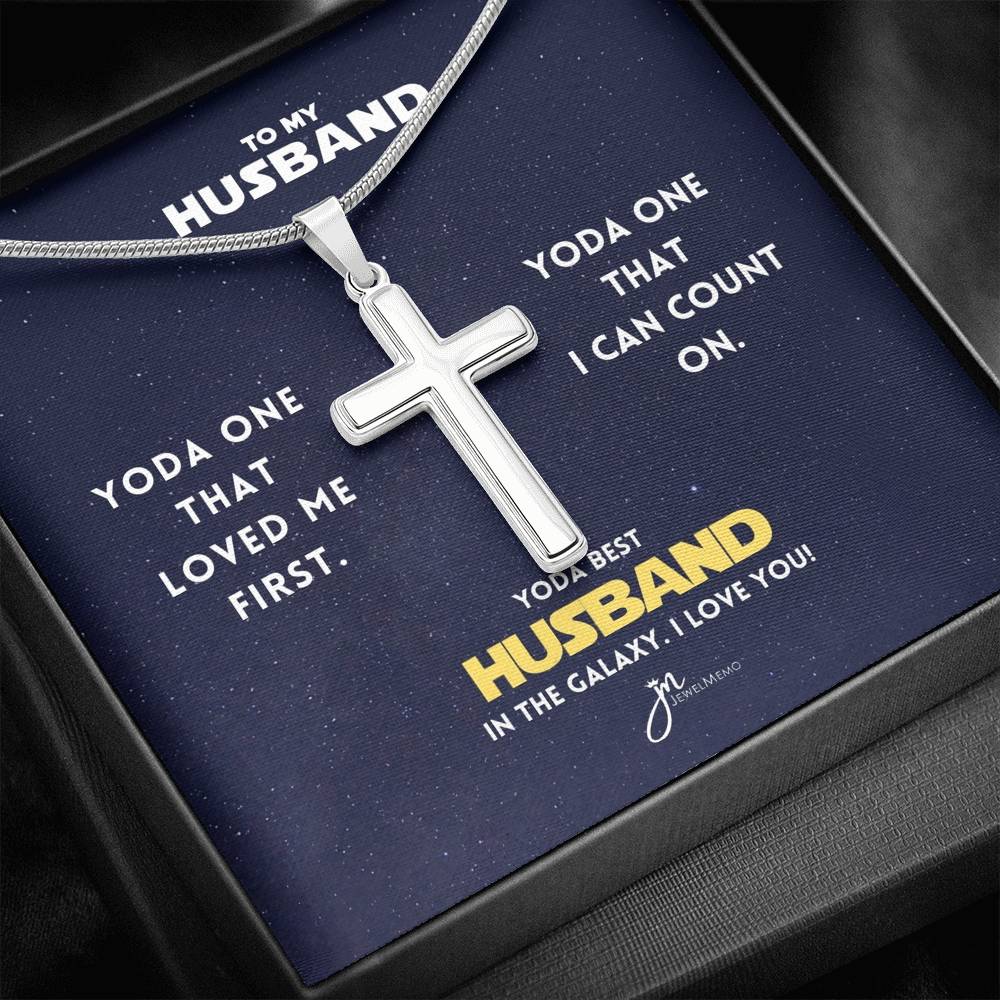 Yoda Best Husband In The Galaxy Cross Necklace V2