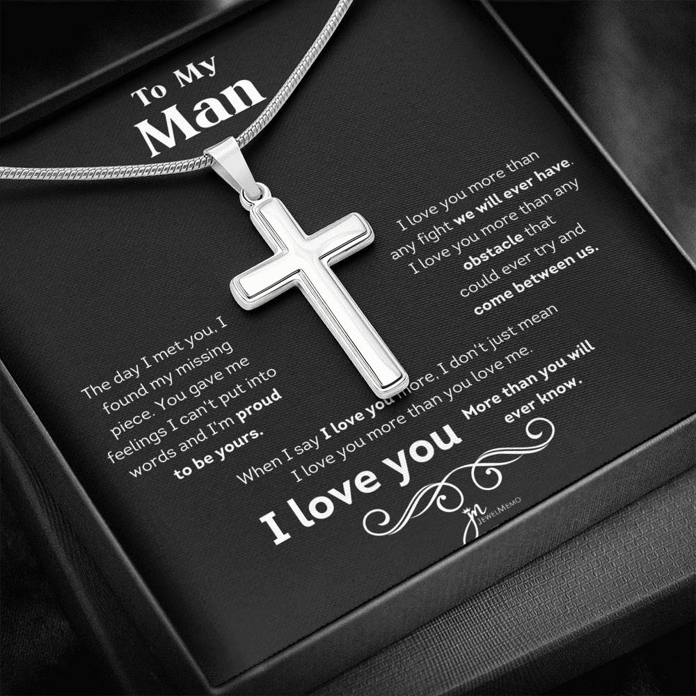 To My Man I Love You Cross Necklace