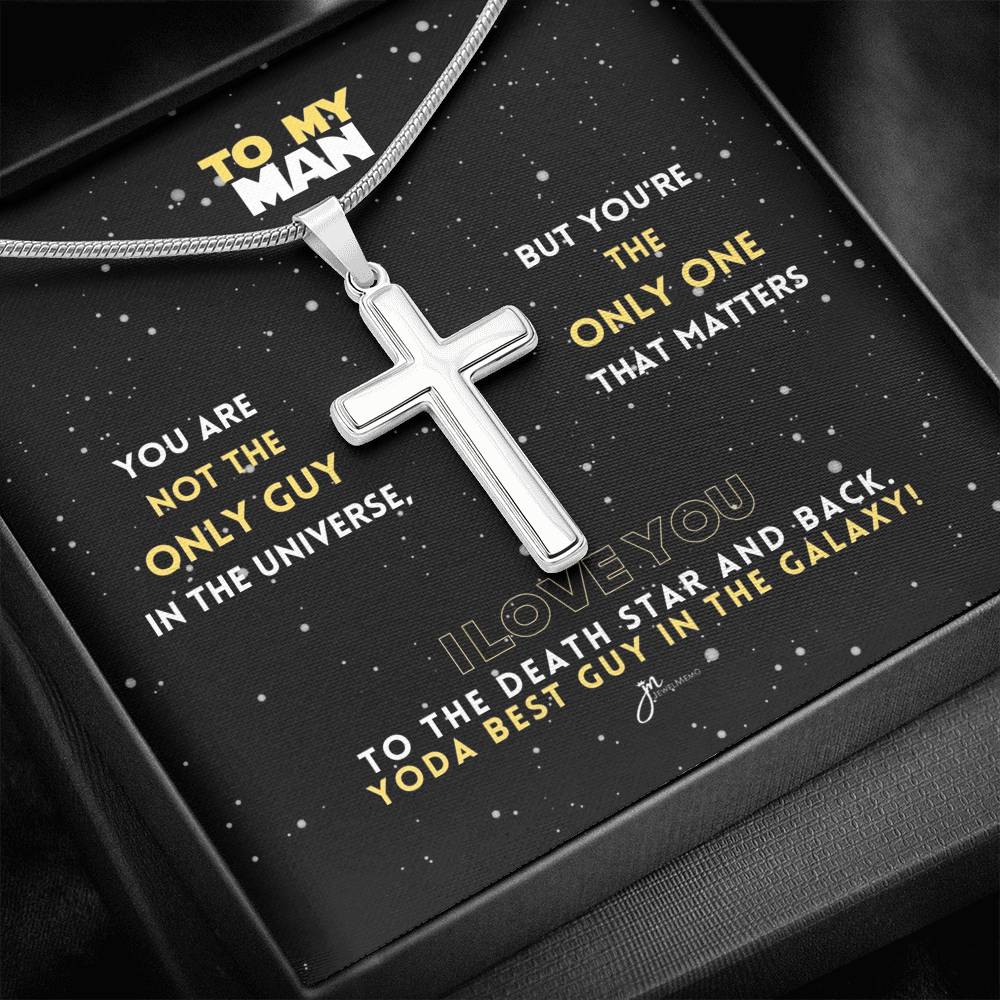 To My Man Yoda Best Guy In The Galaxy Cross Necklace