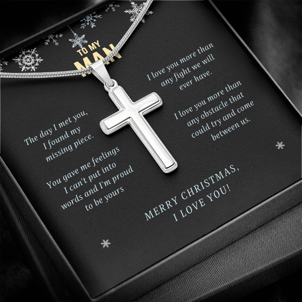 Merry Christmas To My Man Cross Necklace