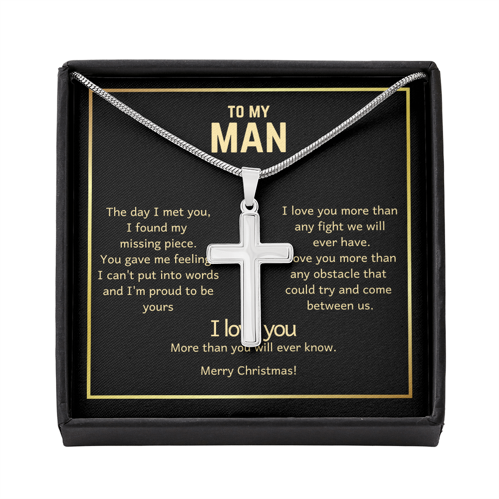 To My Man Christmas Cross Necklace