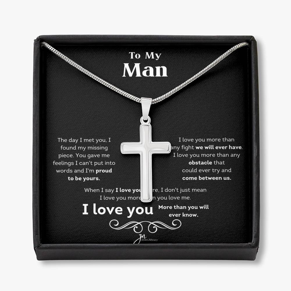 To My Man I Love You Cross Necklace