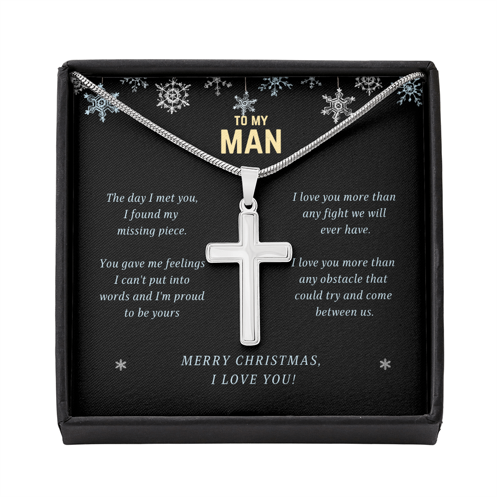 Merry Christmas To My Man Cross Necklace