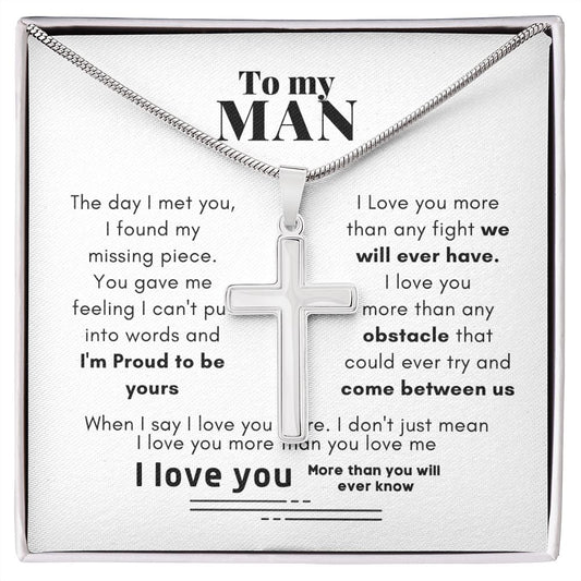 To My Man Proud To Be Yours Cross Necklace