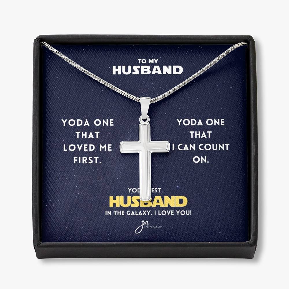 Yoda Best Husband In The Galaxy Cross Necklace V2