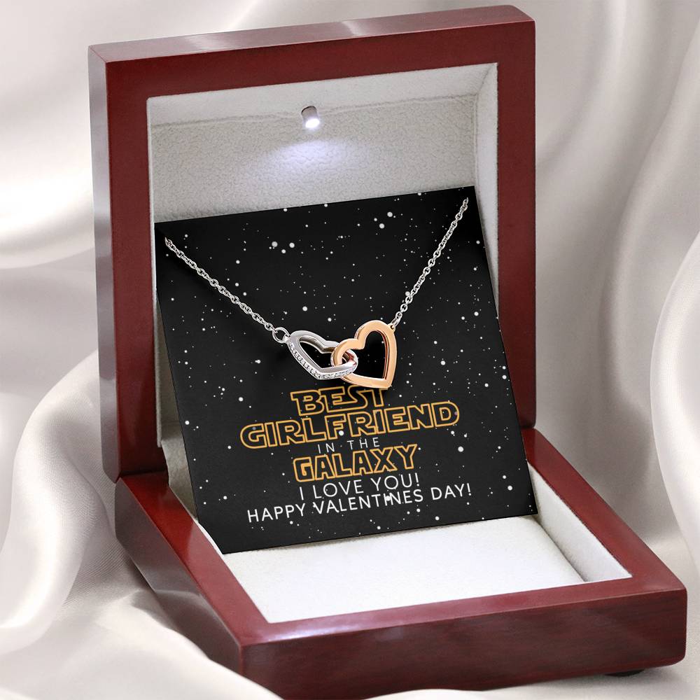 Best Girlfriend In The Galaxy Interlocking Hearts Necklace