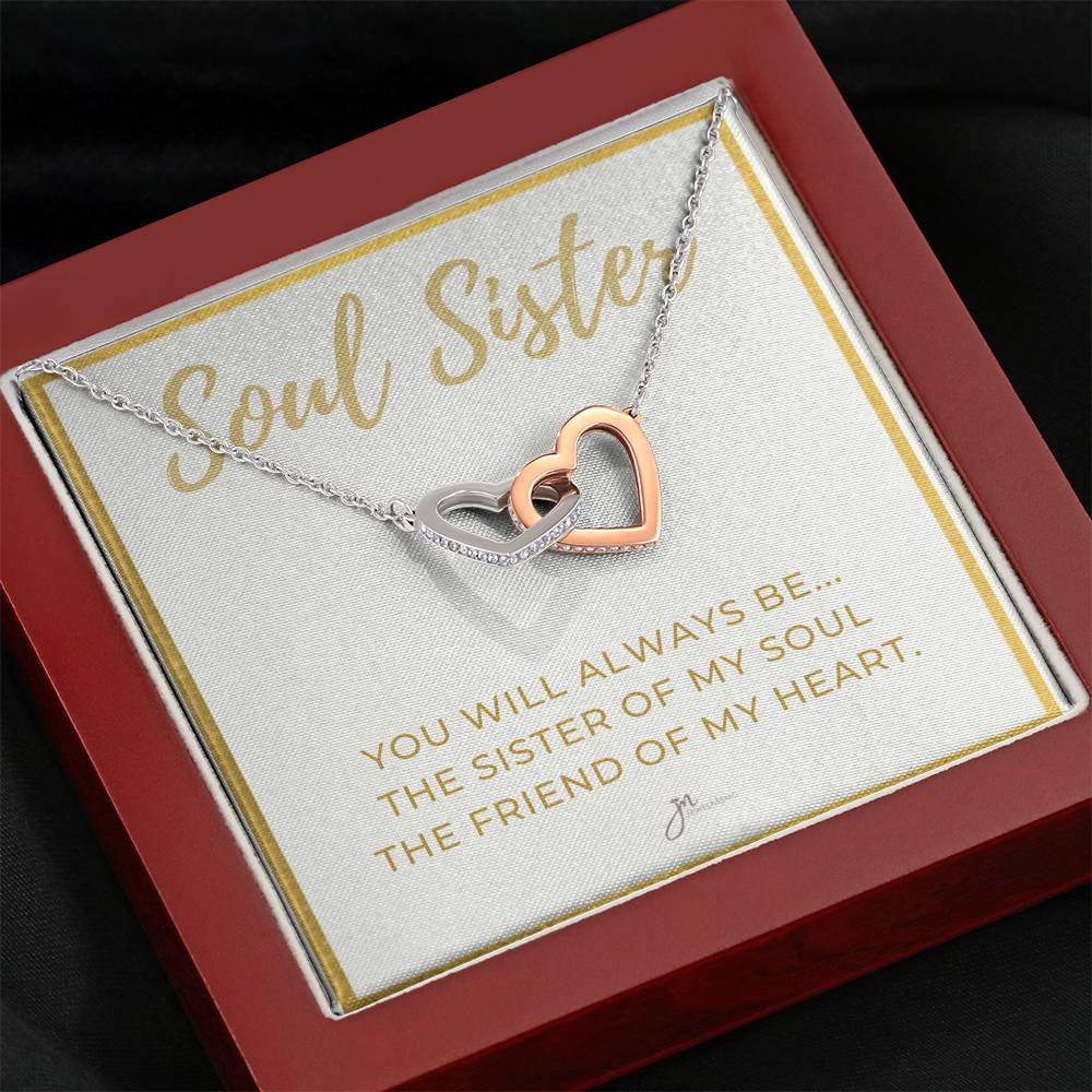 Soul Sister Interlocking Hearts Friendship Necklace