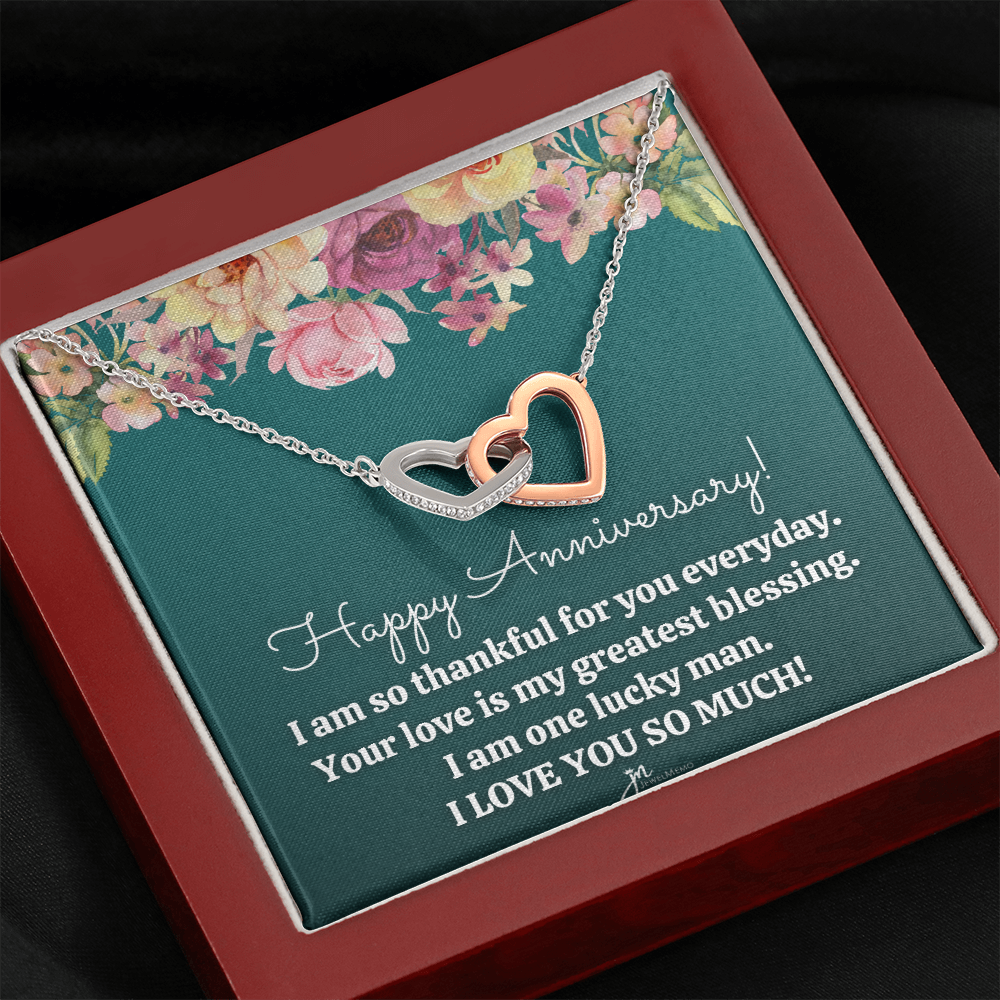 Interlocking Hearts Anniversary Necklace - Your Love Is My Greatest Blessing