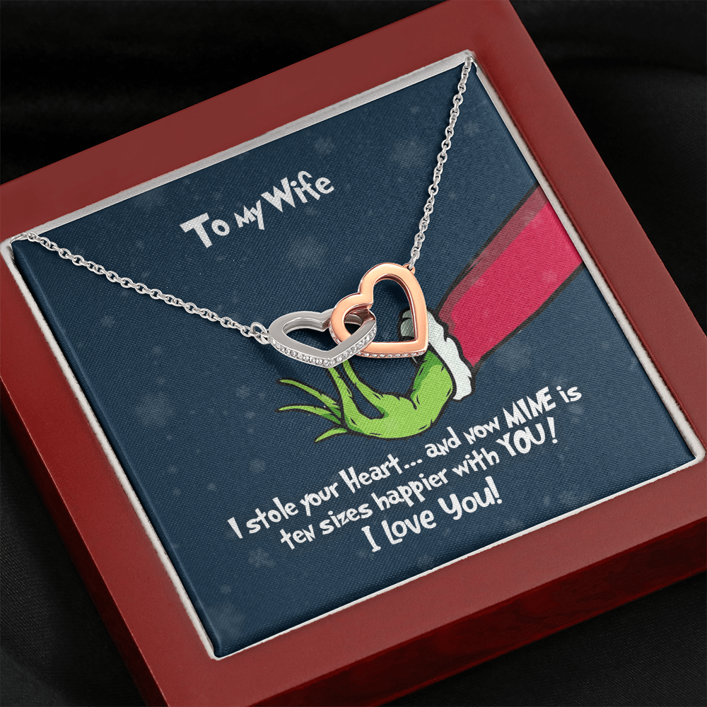 Grinch Christmas Necklace - To My Wife Interlocking Hearts