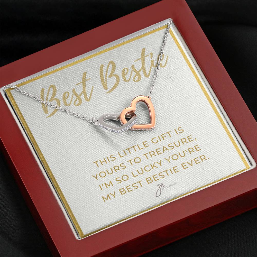 Best Bestie Interlocking Hearts Friendship Necklace