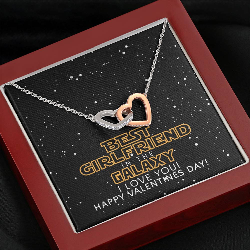 Best Girlfriend In The Galaxy Interlocking Hearts Necklace