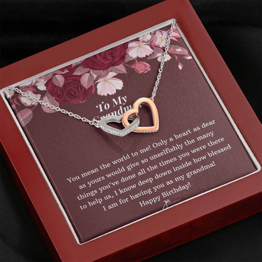 Interlocking Hearts Birthday Necklace - To My Grandma
