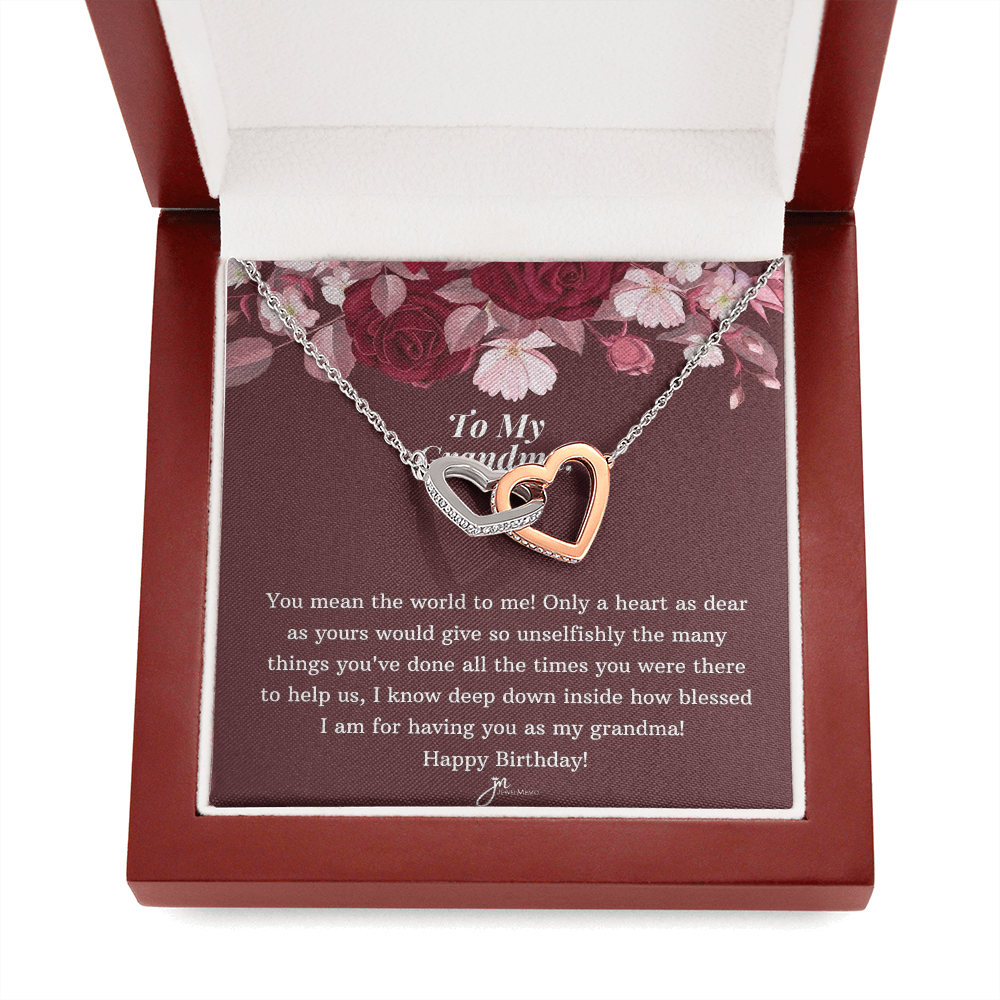 Interlocking Hearts Birthday Necklace - To My Grandma